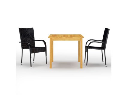 vidaXL 3-dielna záhradná jedálenská súprava čierna