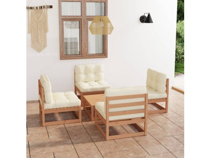 vidaXL 5-dielna záhradná súprava s podložkami, borovicový masív