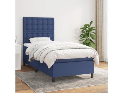 vidaXL Posteľný rám boxspring s matracom modrý 90x200 cm látka