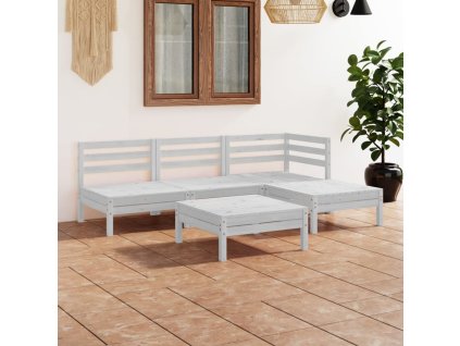 vidaXL 5-dielna záhradná sedacia súprava masívna borovica biela