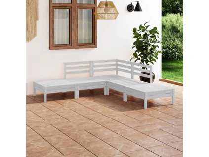 vidaXL 5-dielna záhradná sedacia súprava masívna borovica biela