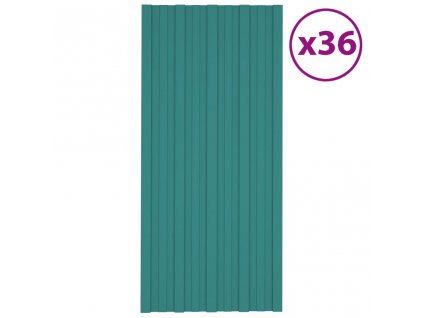 vidaXL Strešné panely 36 ks pozinkovaná oceľ zelené 100x45 cm