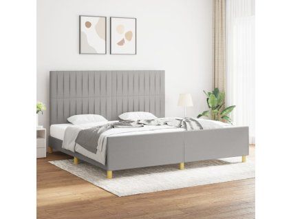 vidaXL Posteľný rám s čelom bledosivý 200x200 cm látka
