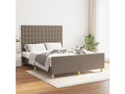 vidaXL Posteľný rám s čelom sivohnedý 140x190 cm látka