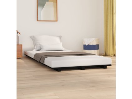 vidaXL Posteľný rám čierny 75x190 cm borovicový masív