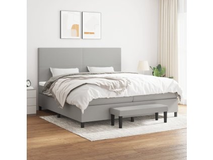 vidaXL Posteľný rám boxsping s matracom bledosivý 200x200 cm látka