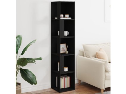 vidaXL Rohová skrinka čierna 33x33x164,5 cm drevotrieska