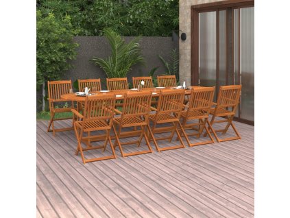 vidaXL 11-dielna záhradná jedálenská súprava, akáciový masív