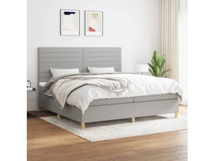 vidaXL Posteľný rám boxsping s matracom bledosivý 200x200 cm látka