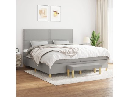 vidaXL Posteľný rám boxsping s matracom bledosivý 200x200 cm látka