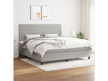 vidaXL Posteľný rám boxsping s matracom bledosivý 200x200 cm látka