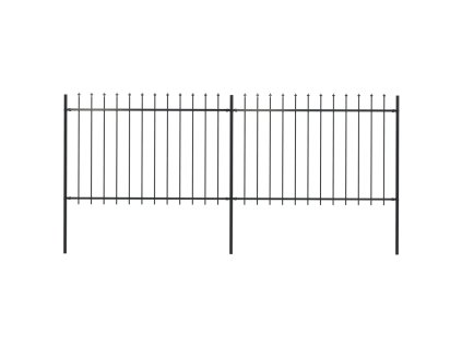 vidaXL Záhradný plot so špicatými vrchmi čierny oceľový 3,4x1,2 m