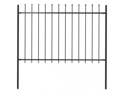 vidaXL Záhradný plot so špicatými vrchmi čierny oceľový 1,7x1,2 m