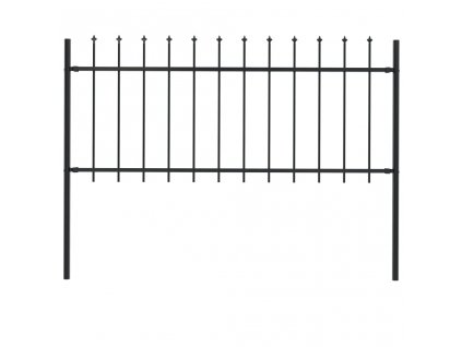 vidaXL Záhradný plot so špicatými vrchmi čierny oceľový 1,7x0,8 m