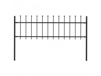 vidaXL Záhradný plot so špicatými vrchmi čierny oceľový 1,7x0,6 m
