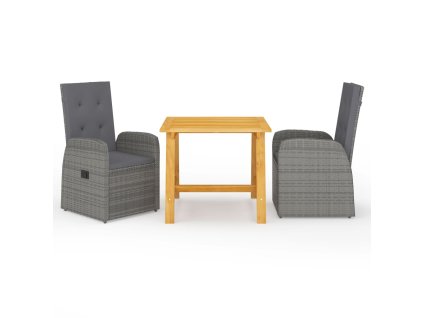 vidaXL 3-dielna záhradná jedálenská súprava sivá