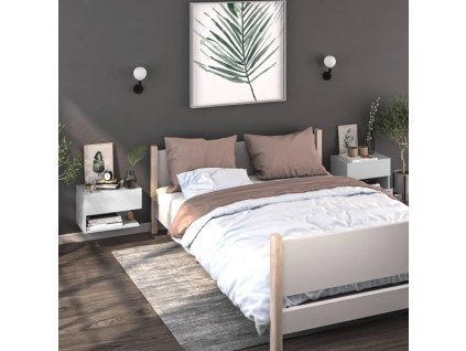 vidaXL Nástenné nočné stolíky 2 ks biele