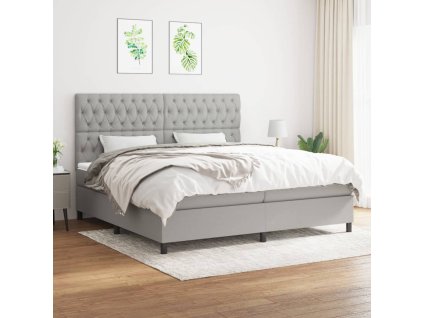 vidaXL Posteľný rám boxsping s matracom bledosivý 200x200 cm látka