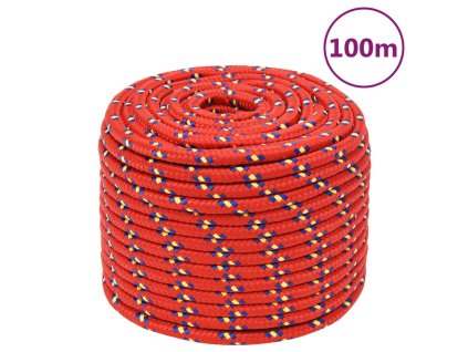 vidaXL Lodné lano červené 12 mm 100 m polypropylén