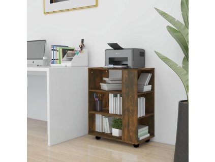 vidaXL Skrinka na kolieskach dymový dub 60x35x75 cm spracované drevo