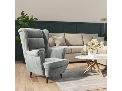 vidaXL Kreslo bledosivé zamat