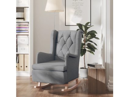 vidaXL Hojdacie kreslo s nohami z masívneho kaučuku bledosivé látkové