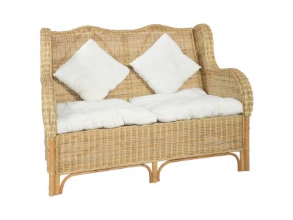 vidaXL 2-miestna pohovka prírodný ratan a ľan