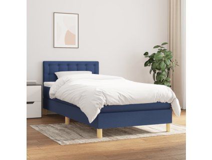 vidaXL Posteľný rám boxspring s matracom modrý 90x200 cm látka