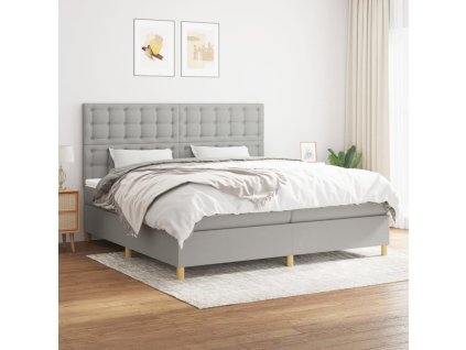 vidaXL Posteľný rám boxsping s matracom bledosivý 200x200 cm látka