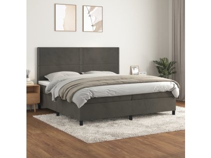 vidaXL Posteľný rám boxspring s matracom tmavosivý 200x200 cm zamat