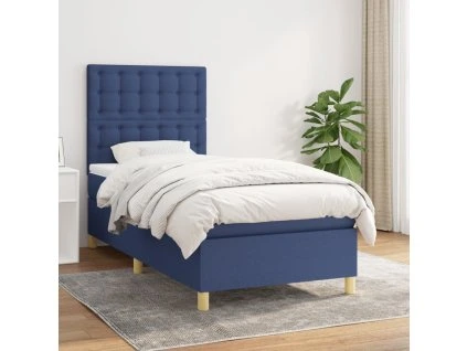 vidaXL Posteľný rám boxspring s matracom modrý 90x200 cm látka