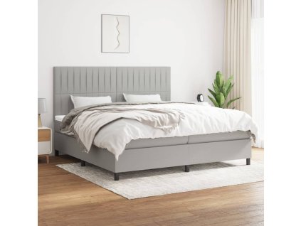 vidaXL Posteľný rám boxsping s matracom bledosivý 200x200 cm látka