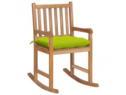 vidaXL Hojdacie kreslo s jasnozeleným vankúšom masívne tíkové drevo