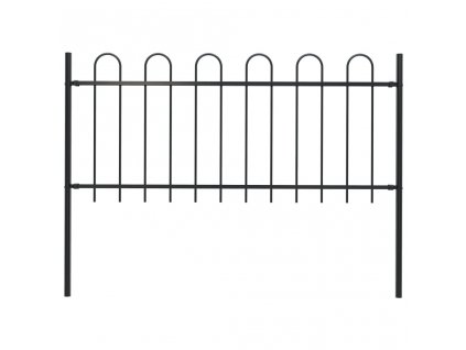 vidaXL Záhradný plot s oblúkovým zakončením, oceľ 1,7 m, čierny