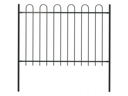 vidaXL Záhradný plot s oblúkovým zakončením, oceľ 1,7 m, čierny