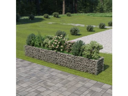 vidaXL Gabiónový vyvýšený záhon, pozinkovaná oceľ 360x50x50 cm