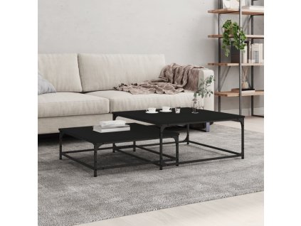 vidaXL Zasúvacie konferenčné stolíky 2 ks čierne kompozitné drevo