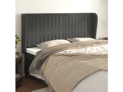 vidaXL Čelo postele so záhybmi tmavosivé 183x23x118/128 cm zamat