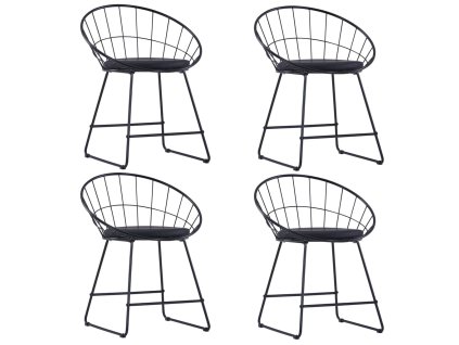 vidaXL Jedálenské stoličky so sedadlami z umelej kože 4 ks čierne oceľ