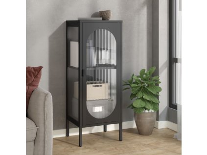 vidaXL Komoda čierna 40x35x105 cm sklo a oceľ