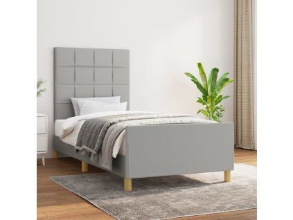 vidaXL Posteľný rám s čelom bledosivý 90x200 cm látka