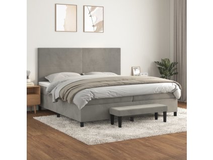 vidaXL Posteľný rám boxsping s matracom bledosivý 200x200 cm zamat