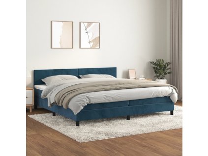 vidaXL Posteľný rám boxsping s matracom tmavomodrý 200x200 cm zamat