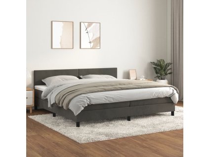 vidaXL Posteľný rám boxspring s matracom tmavosivý 200x200 cm zamat