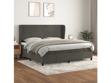 vidaXL Posteľný rám boxspring s matracom tmavosivý 200x200 cm zamat