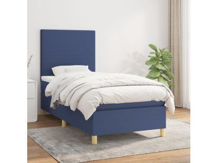 vidaXL Posteľný rám boxspring s matracom modrý 90x200 cm látka