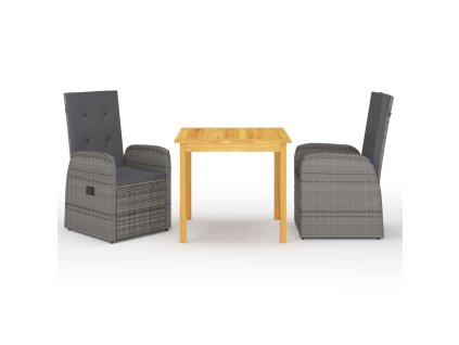 vidaXL 3-dielna záhradná jedálenská súprava sivá