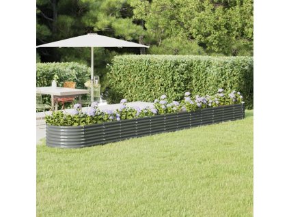 vidaXL Vyvýšený záhradný záhon práškovaná oceľ 512x80x36 cm sivý