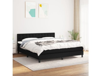 vidaXL Posteľný rám boxspring s matracom čierny 180x200 cm látka
