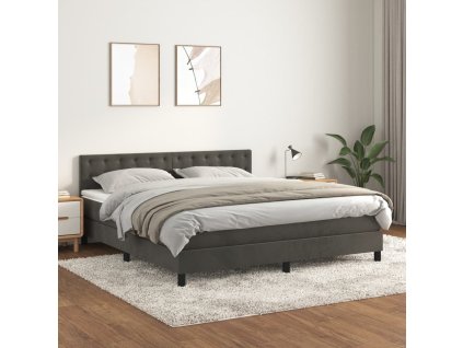vidaXL Posteľný rám boxspring s matracom tmavosivý 180x200 cm zamat